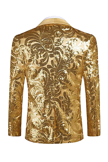 Golden Shawl Lapel Sequins Men's Blazer